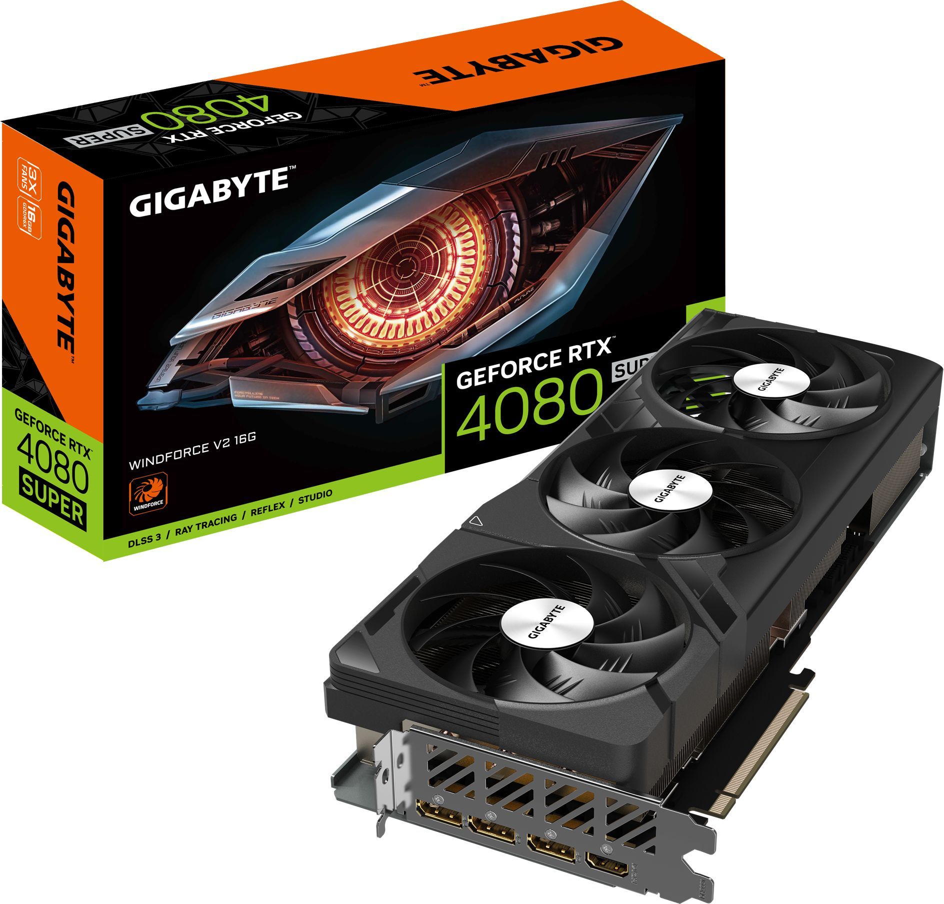 Gigabyte Видеокарта GeForce RTX 4080 SUPER GV-N408SWF3V2-16GD 16 ГБ (GV-N408SWF3V2-16GD)