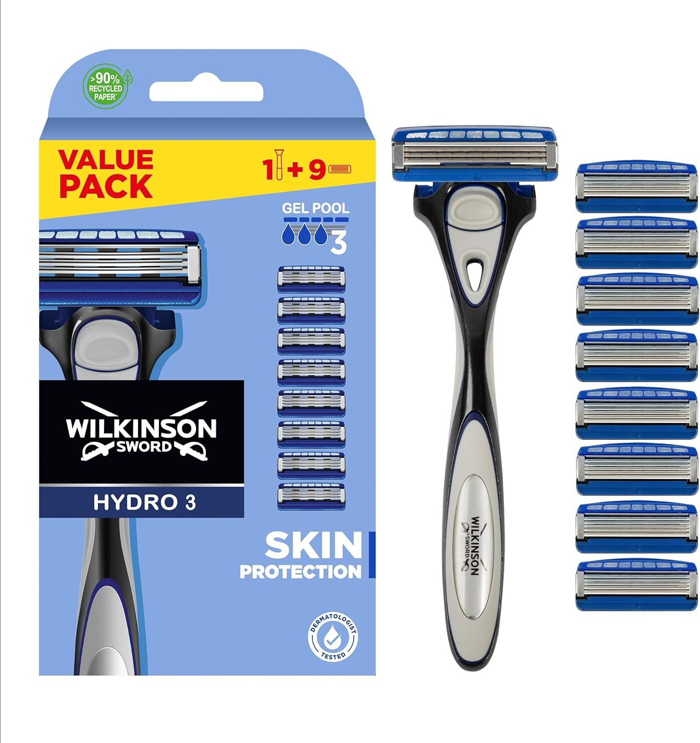 Wilkinson sword / SCHICK SKIN Hydro 3 / Бритвенный станок + сменные кассеты 9 шт.