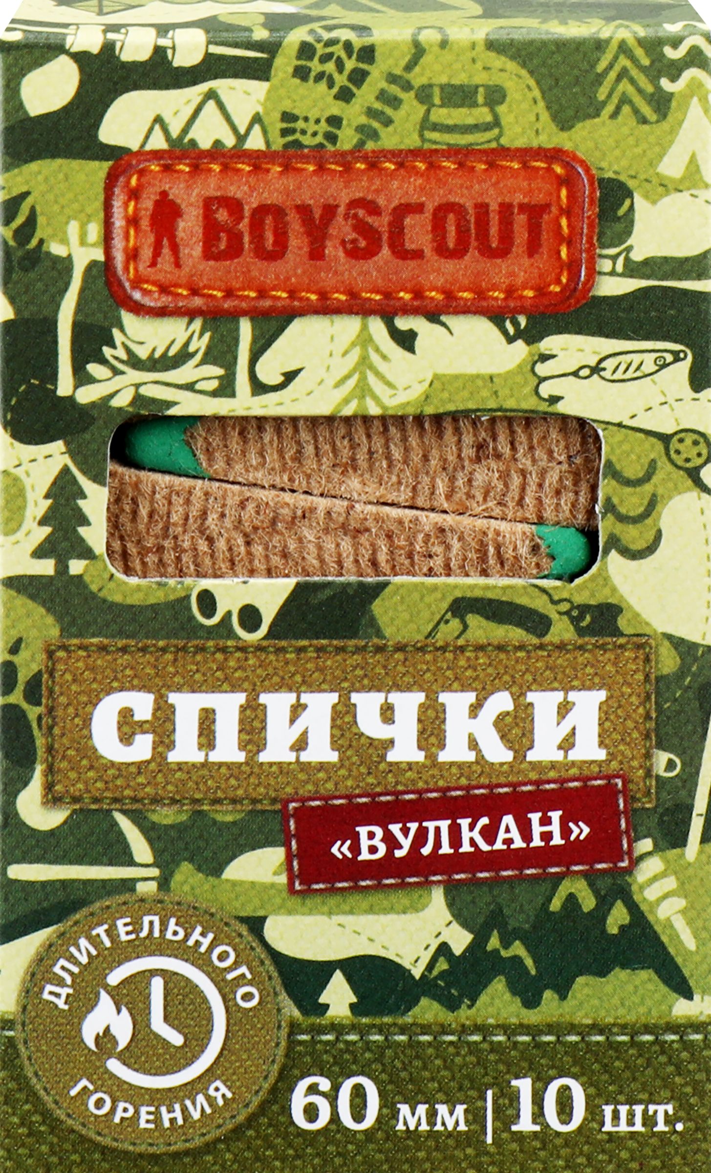 СпичкиBOYSCOUTВулкан60мм,10штдлительногогорения/80/20