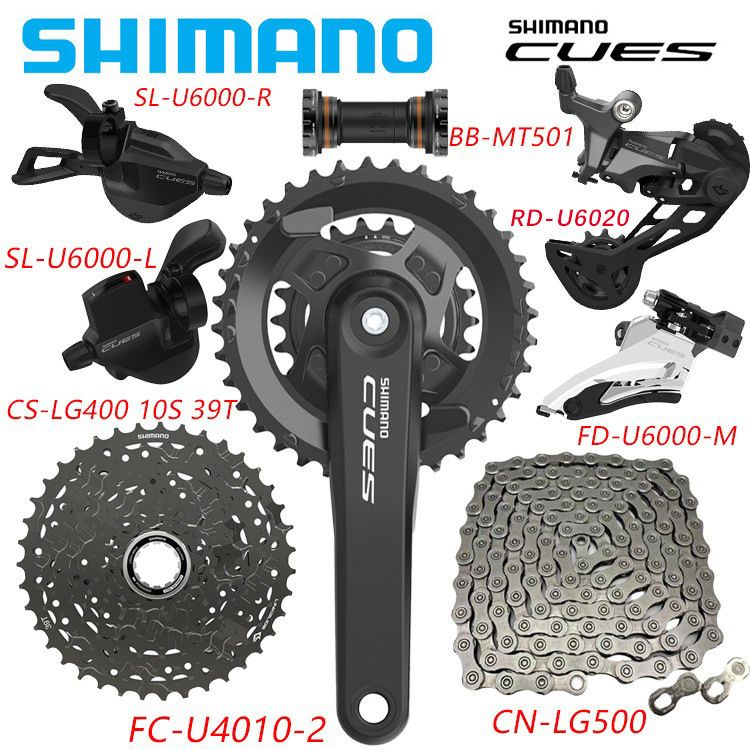 ShimanoCuesU6000,группаскоростей2x10,переключениеSL-L/SL-R/RD(Безокном),кассетаCS-LG40011-39T,цепьCN-LG500120L,шатуныFC-U4010170MM-46/30Tскареткой(набориз8шт.)
