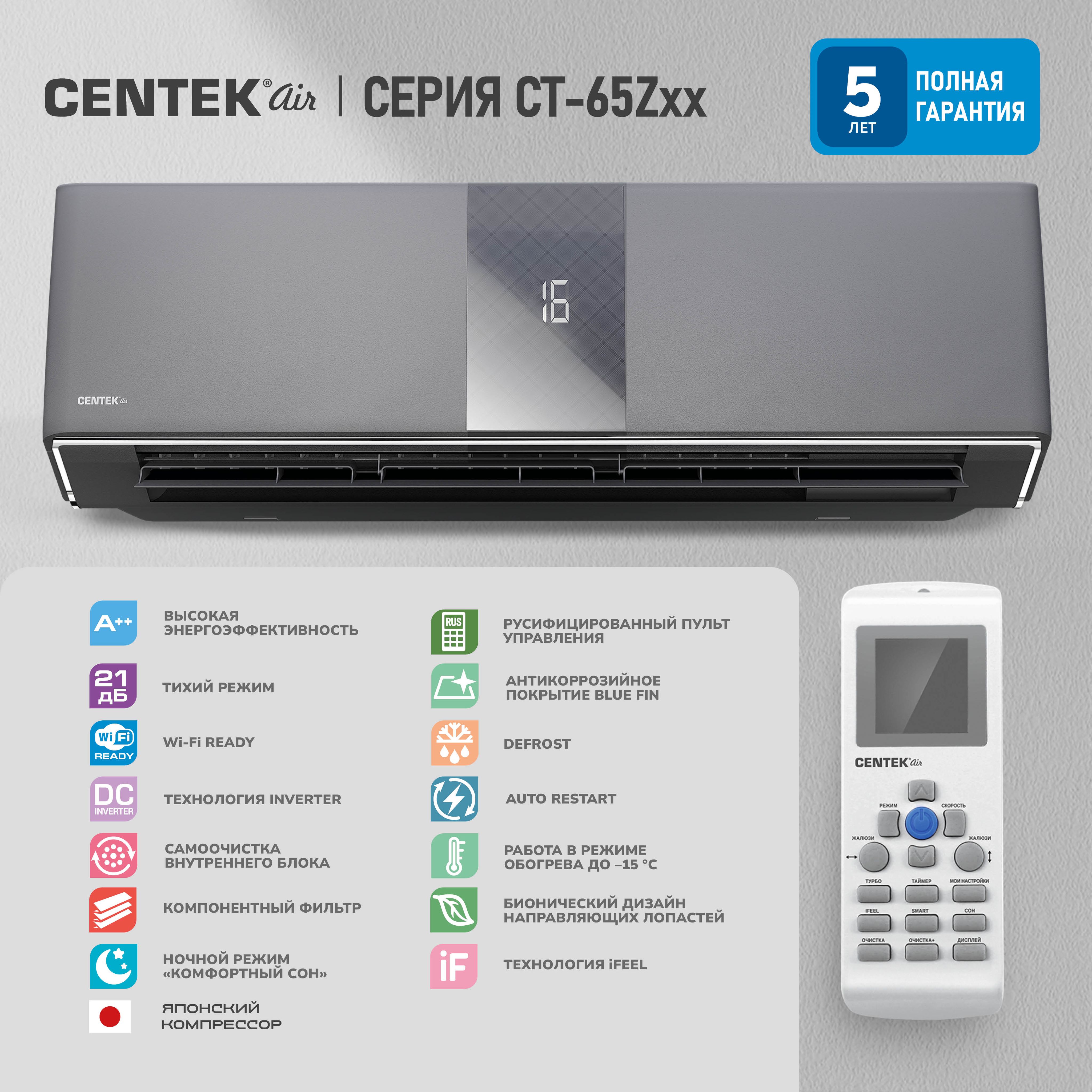 Сплит-система CENTEK CT-65Z10 инвертор до 30 м2