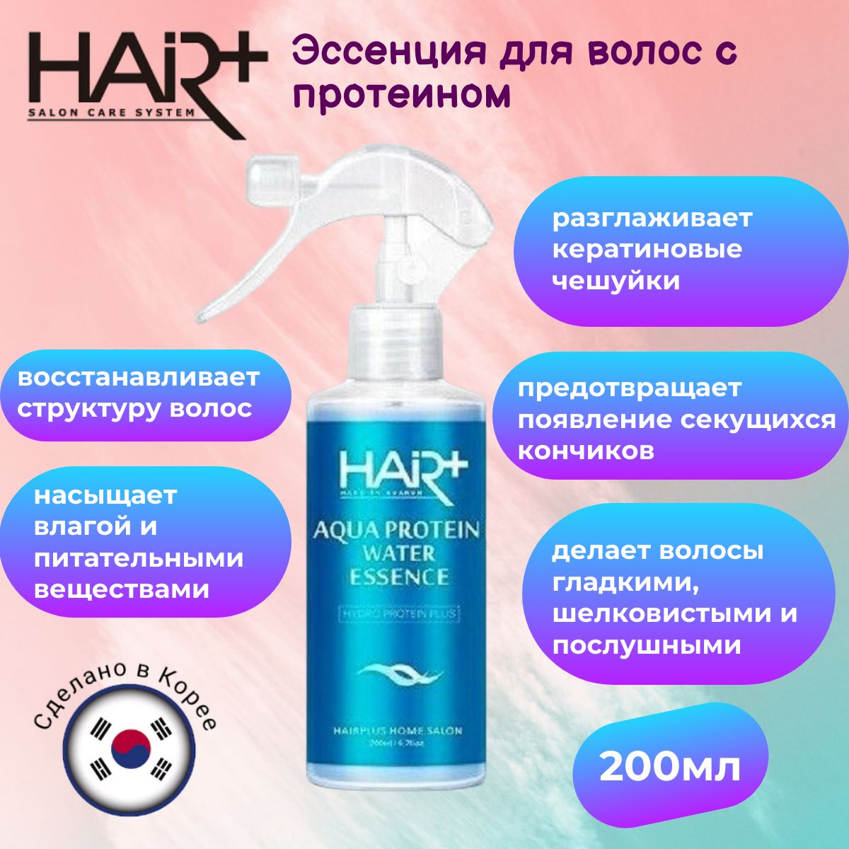 Hair Plus Эссенция для волос c протеином Aqua Protein Water Essence, 200мл