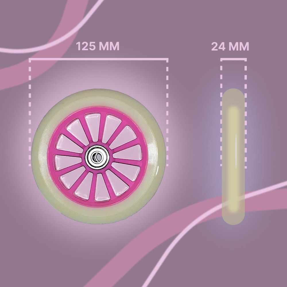 Колесодлясамоката125ммБело-Розовое