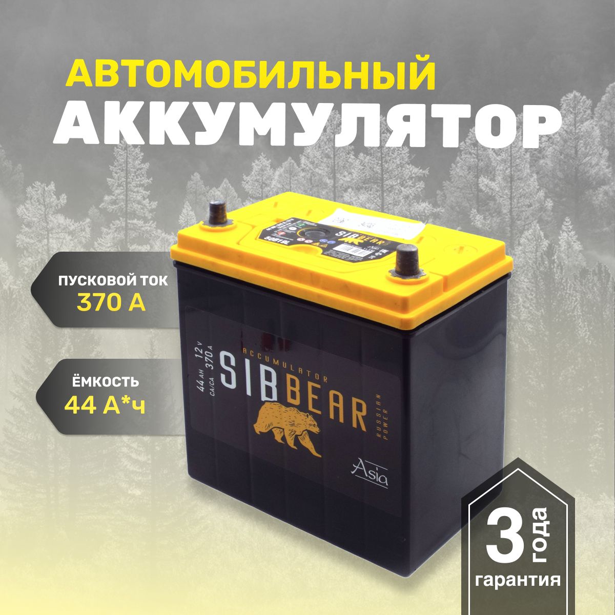 АккумулятордляавтомобилейАКБдлямашиныSIBBEARASIA50B19L44А*ч187х125х225Обратнаяполярность