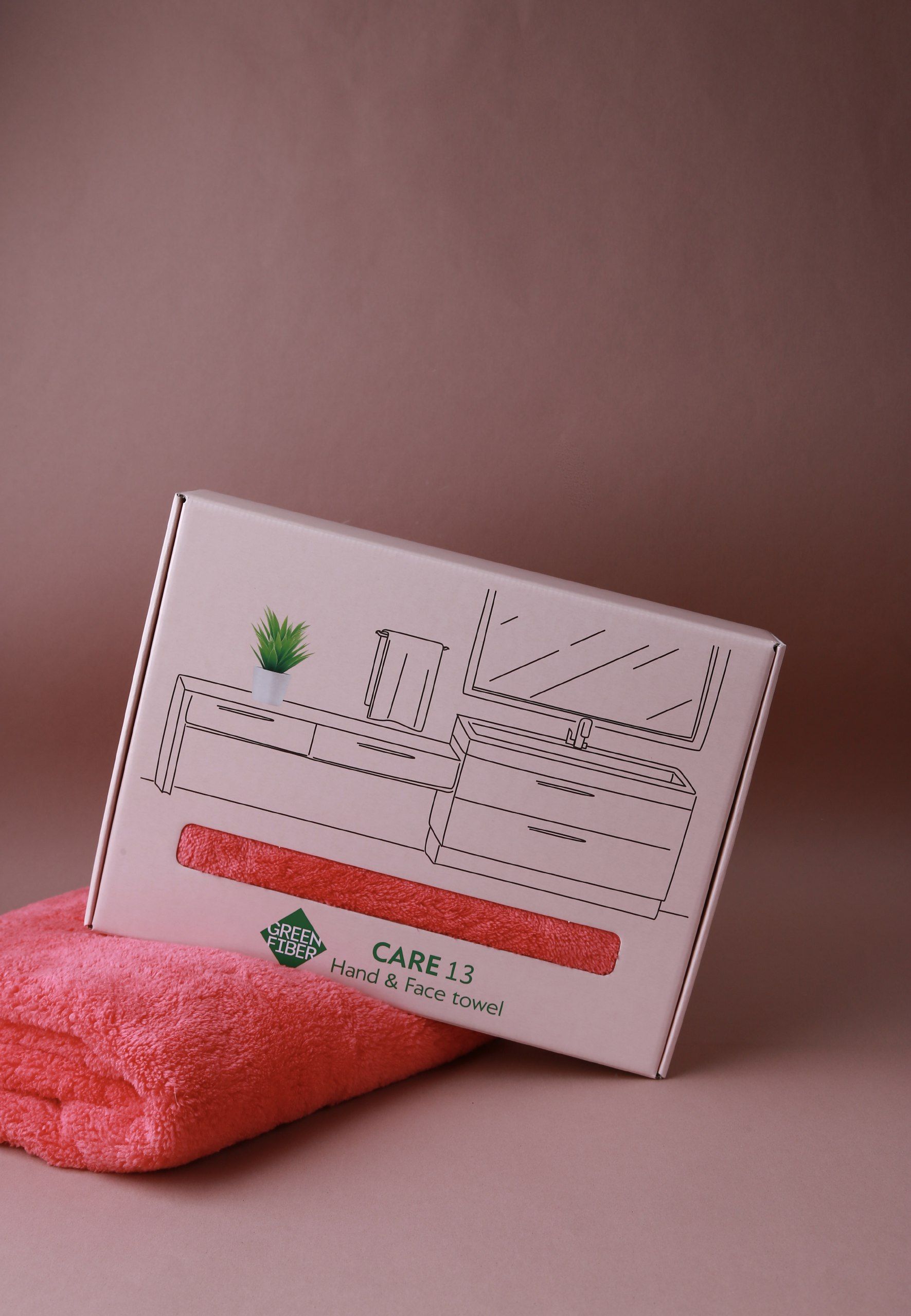 Гринвей, Полотенце для рук и лица, коралловое