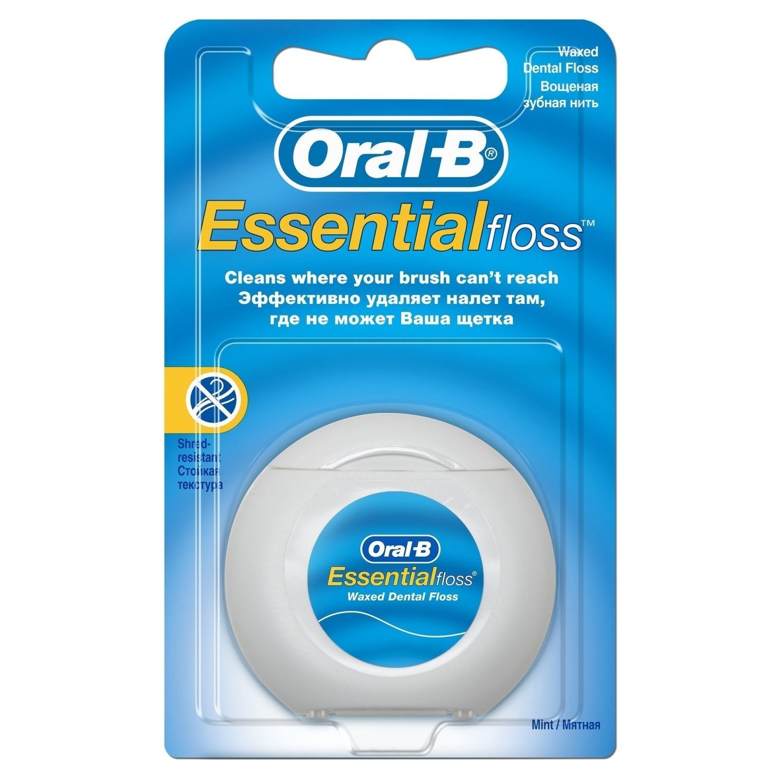 Зубная нить Oral-B Essential floss, вощеная, мятная, 50 м