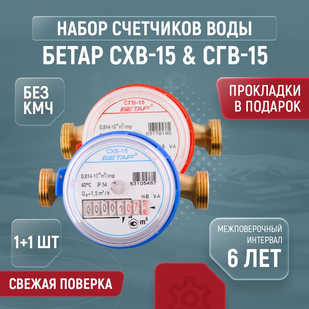 СчетчикидляводыБЕТАРСГВСХВДу15110безкмч1+1шт