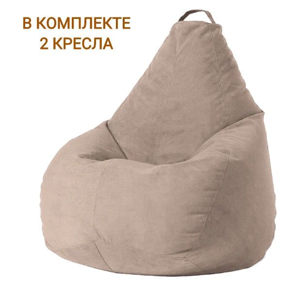 COOLPOUF Кресло-мешок Груша, Микровелюр, Велюр натуральный, Размер XXL,бежевый