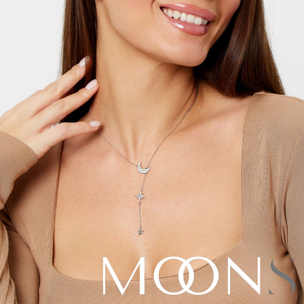 MOONS JEWELRY Колье серебро 925, женское ожерелье, подвеска на шею, серебряная цепочка женская