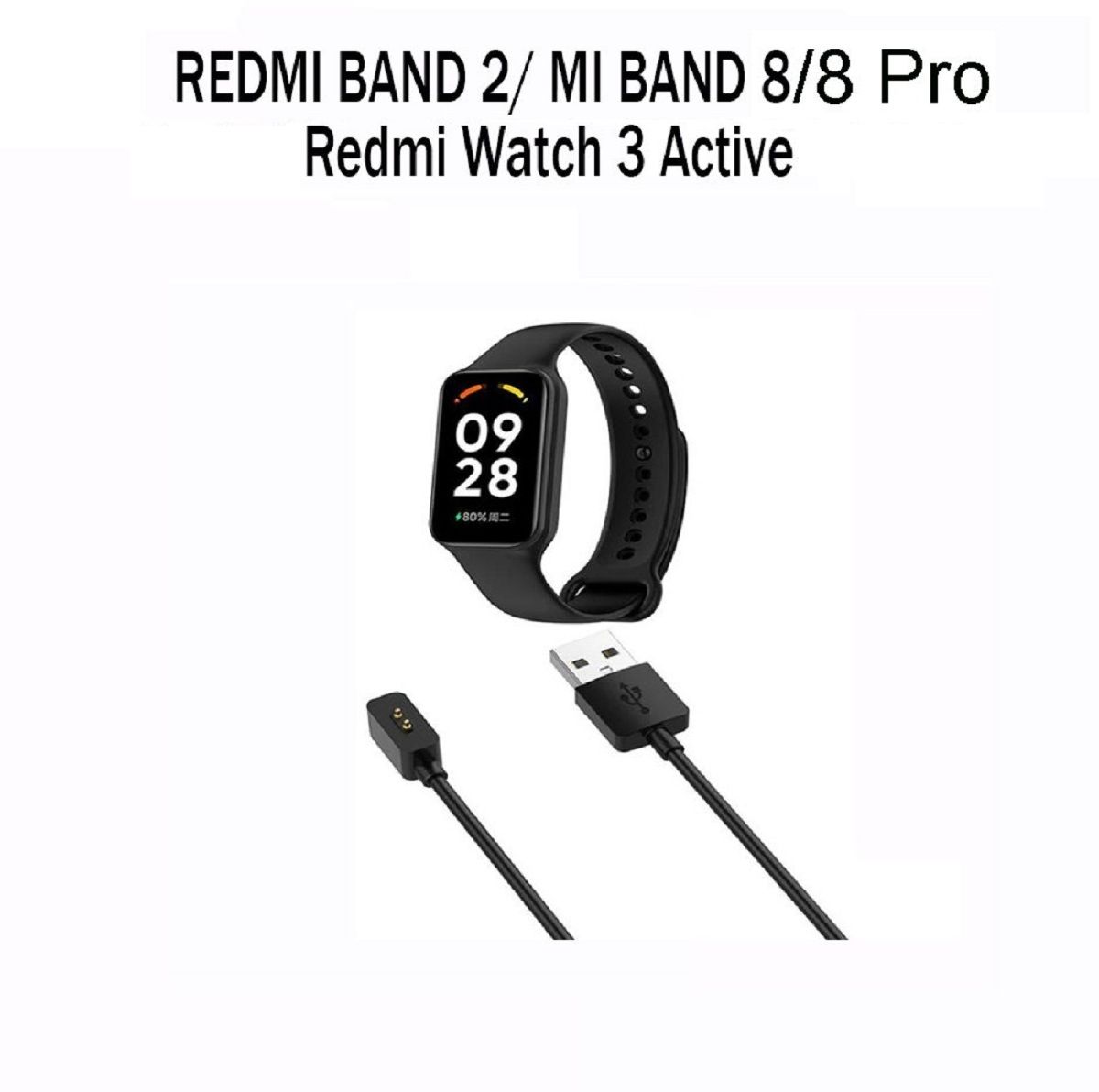 МагнитнаяUSBзарядкадляумныхчасовXiaomiMiBand8/8Pro/RedmiWatch3Active,черный