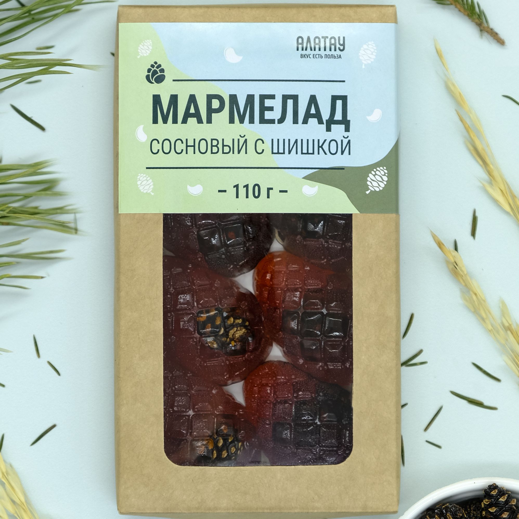 Мармелад натуральный Алатау, сосновый с шишкой, 110 гр.