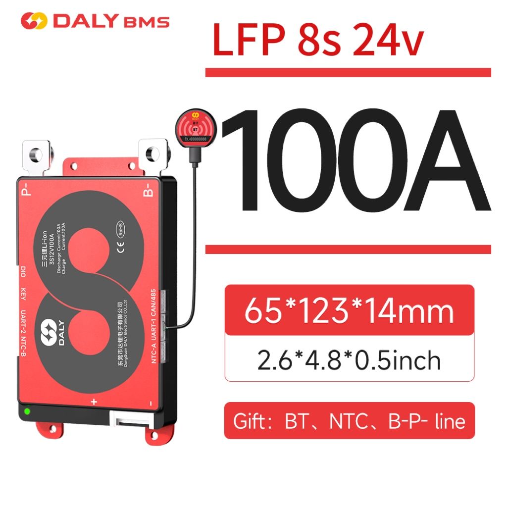 DALYSMARTBMS100ALifepo48S24VПоддержканепрерывноготока100AсBluetoothифункциейбалансировкиUART/RS485/CAN