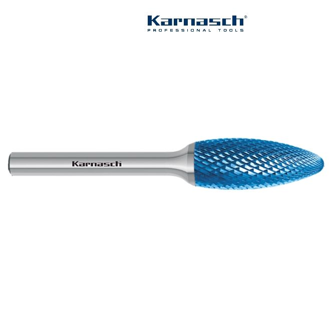 Борфреза твердосплавная форма языка пламени H, Karnasch 8 20 6 65 мм, насечка HP-3, с покрытием Blue-Tec, арт. 11.5071-015