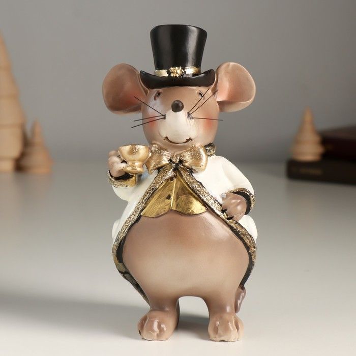 Сувенир полистоун "Мышонок в цилиндре и белом фраке