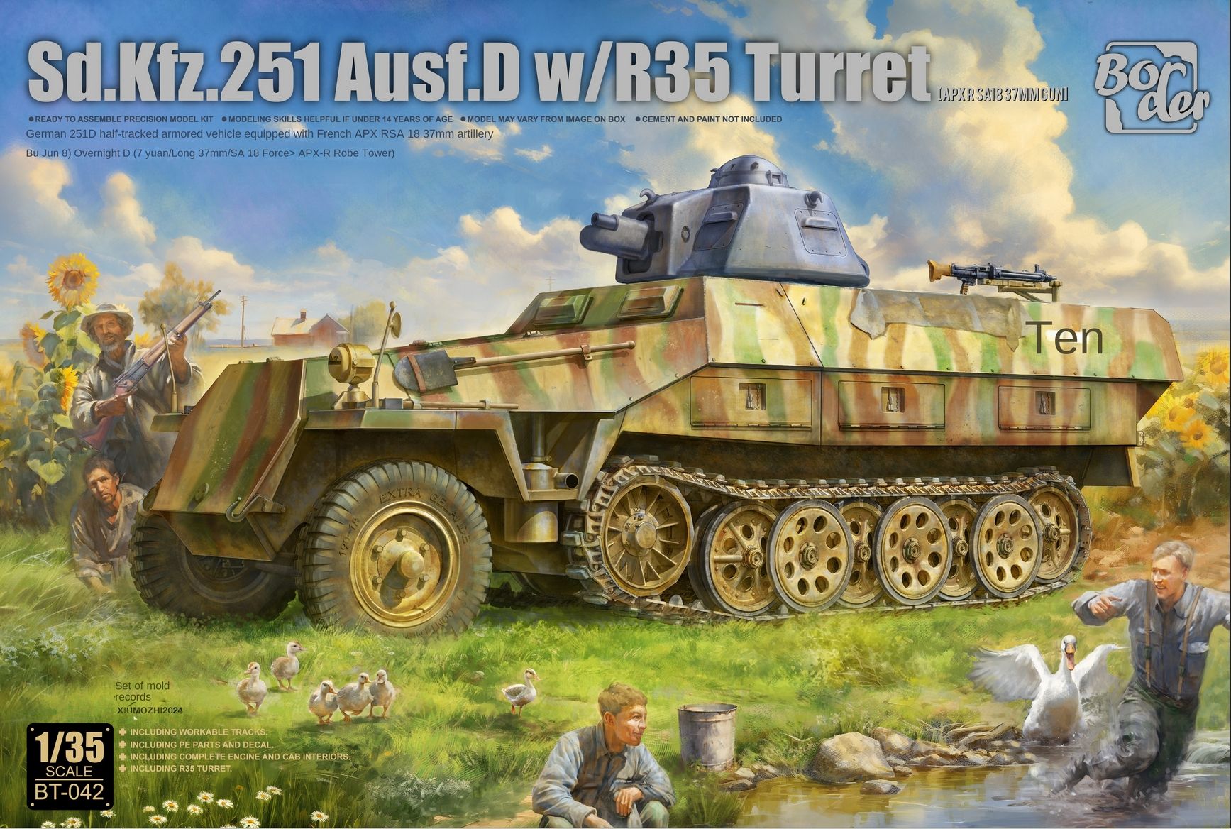 Border BT-042 1/35 251 Ausf.D W/R35 Башня APXR SA18 37MM