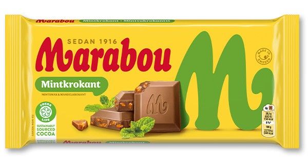 MarabouШоколадмолочныйMintKrokant(карамельимята)200г(изФинляндии)