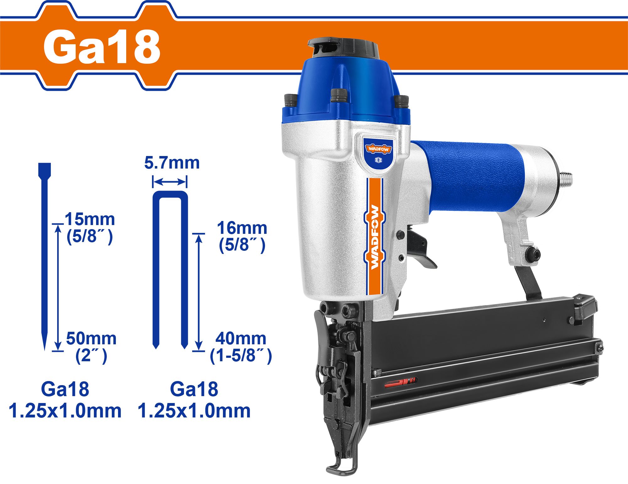 Пневматический нейлер 2 в 1 WADFOW WBN2540