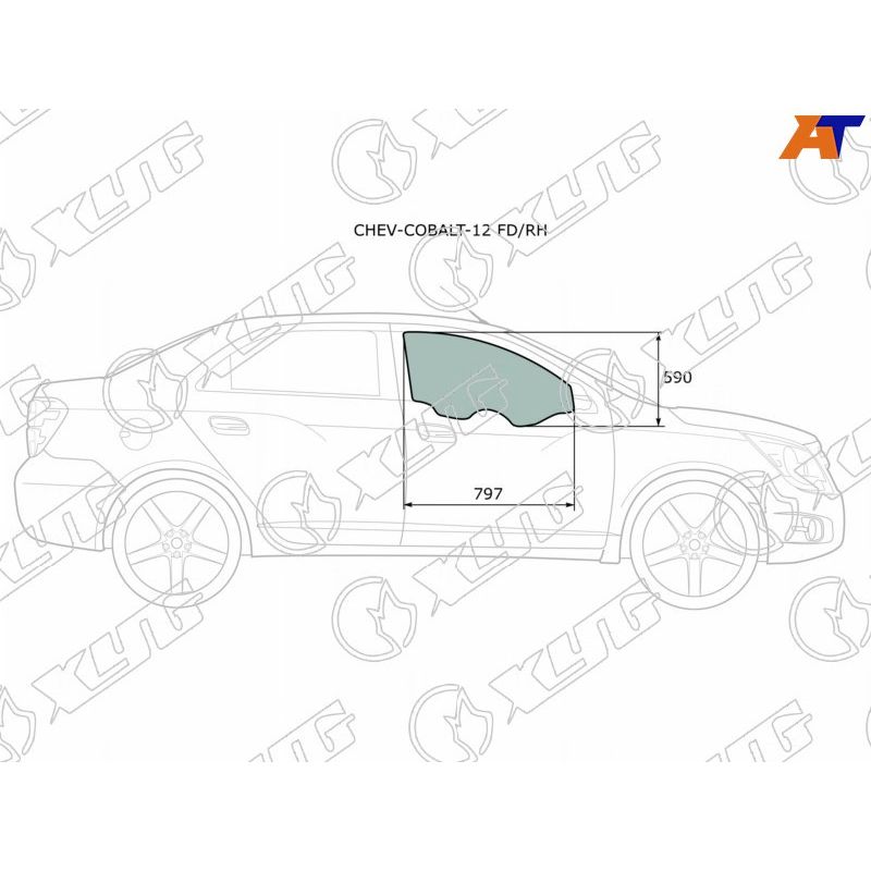 Стекло двери передней правой для Шевроле Кобальт 2011-2016, Chevrolet Cobalt стекло двери передней правой XYG CHEV-COBALT-12 FD/RH