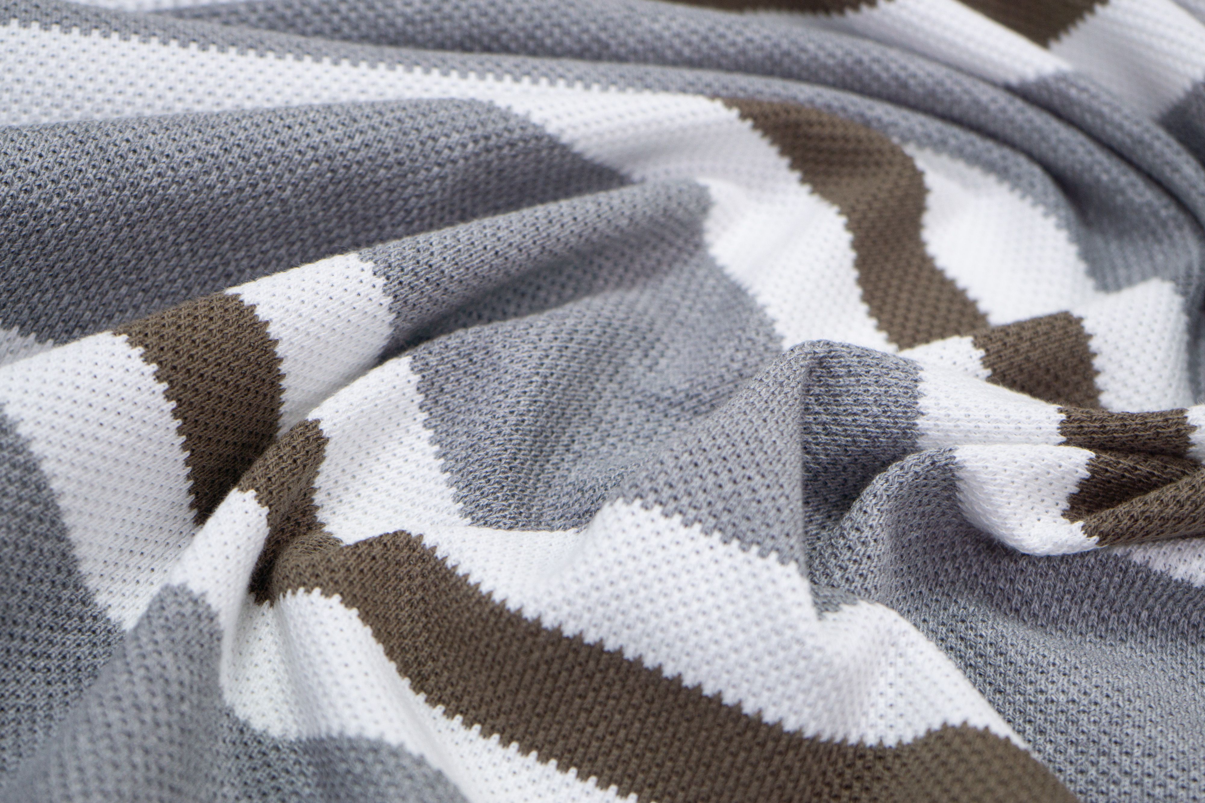 Трикотаж Tfor пике плотный полоска серо-бежевая