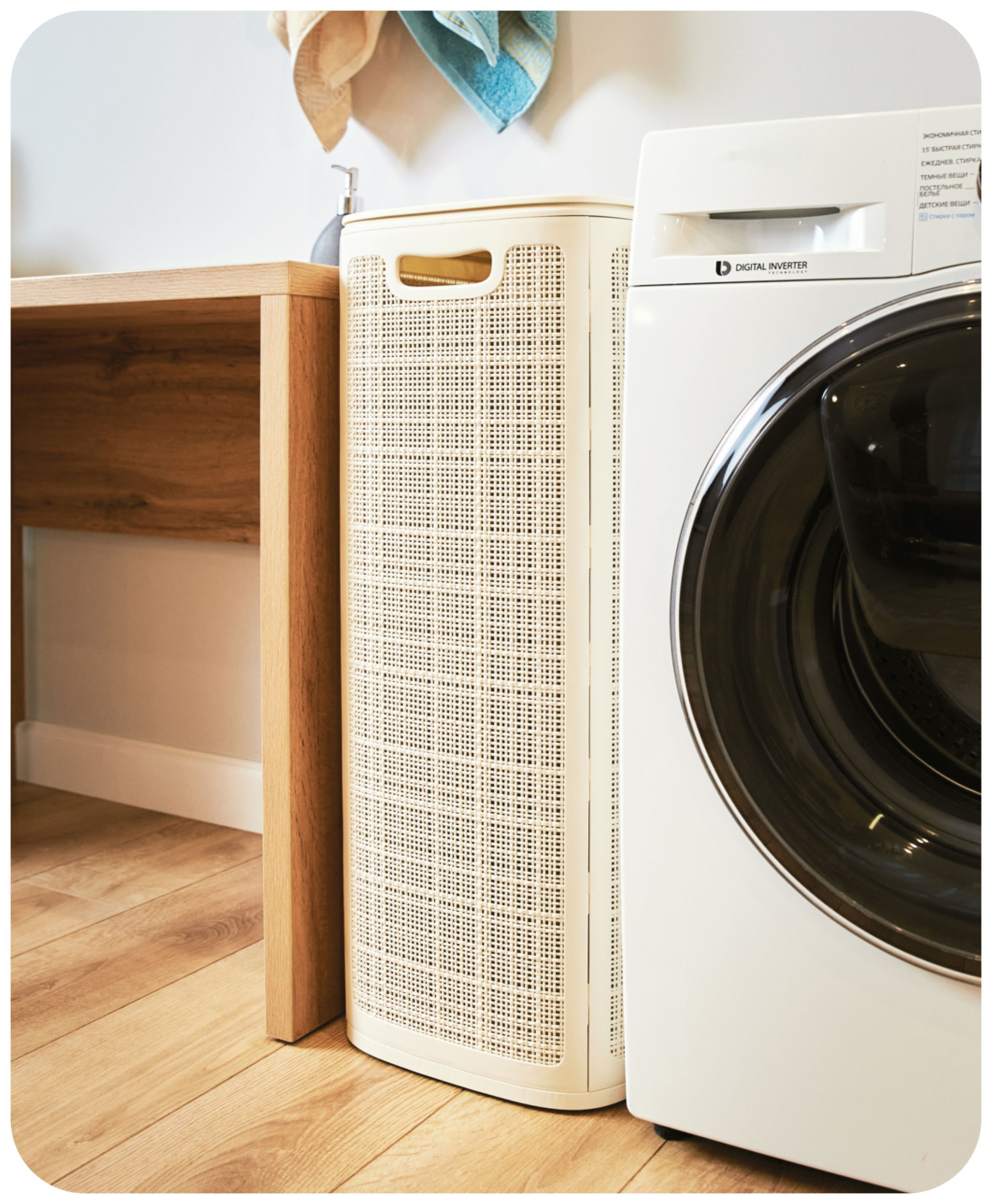 ПлетёнаякорзинадлябельяЛён100л(43х32,1х80см)(сборная)(слоноваякость)