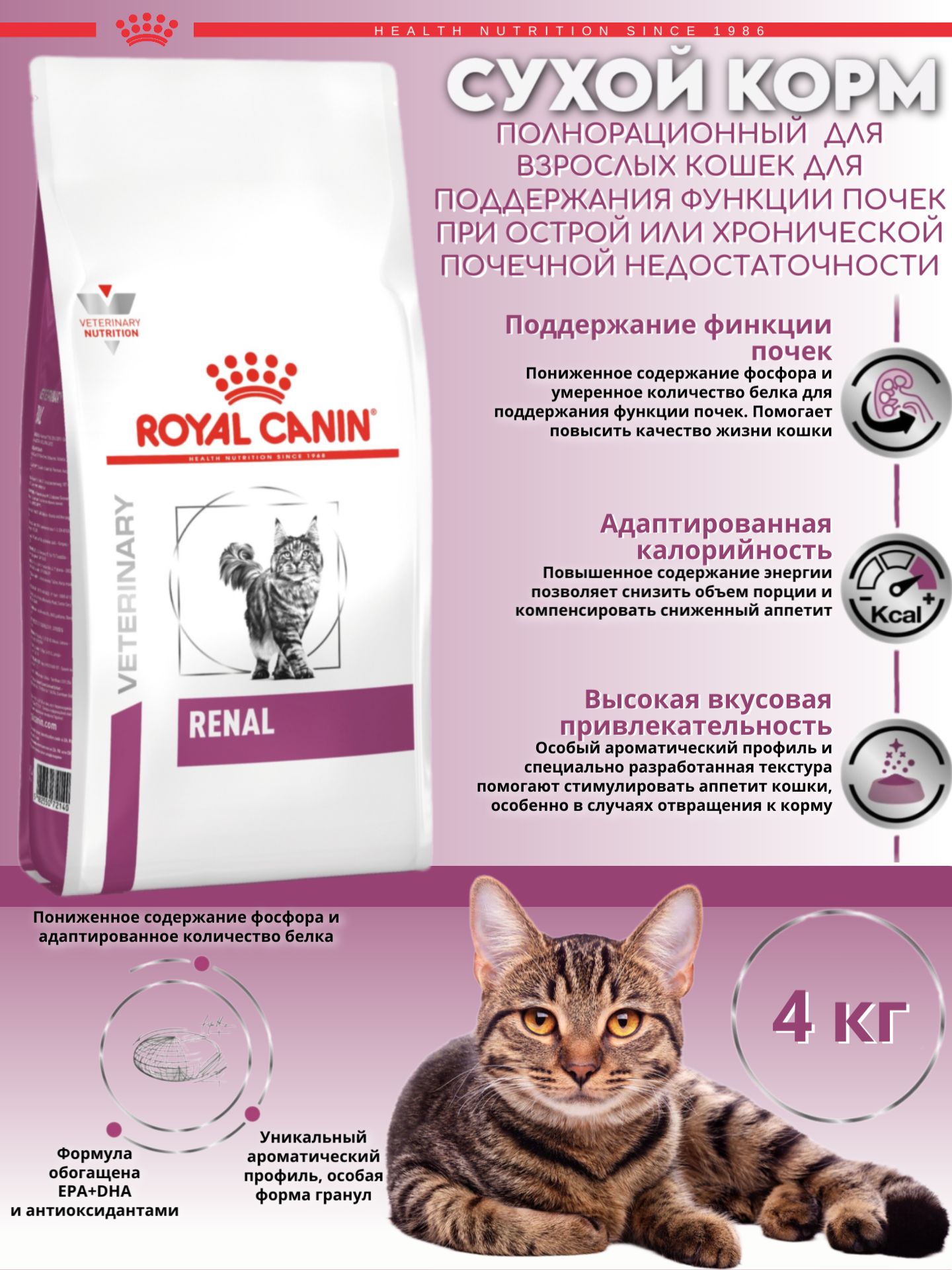 Сухой корм Royal Canin Renal RF23 диета для кошек 4кг