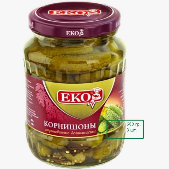 Корнишоны "ЕКО" маринованные деликатесные 680гр.*3шт.