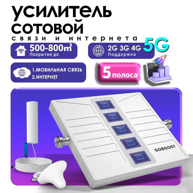 Усилитель сигнала 2G 3G 4G, LTE GSM ретранслятор мобильного телефона 5 диапазона, для России, 5G GOBOOST