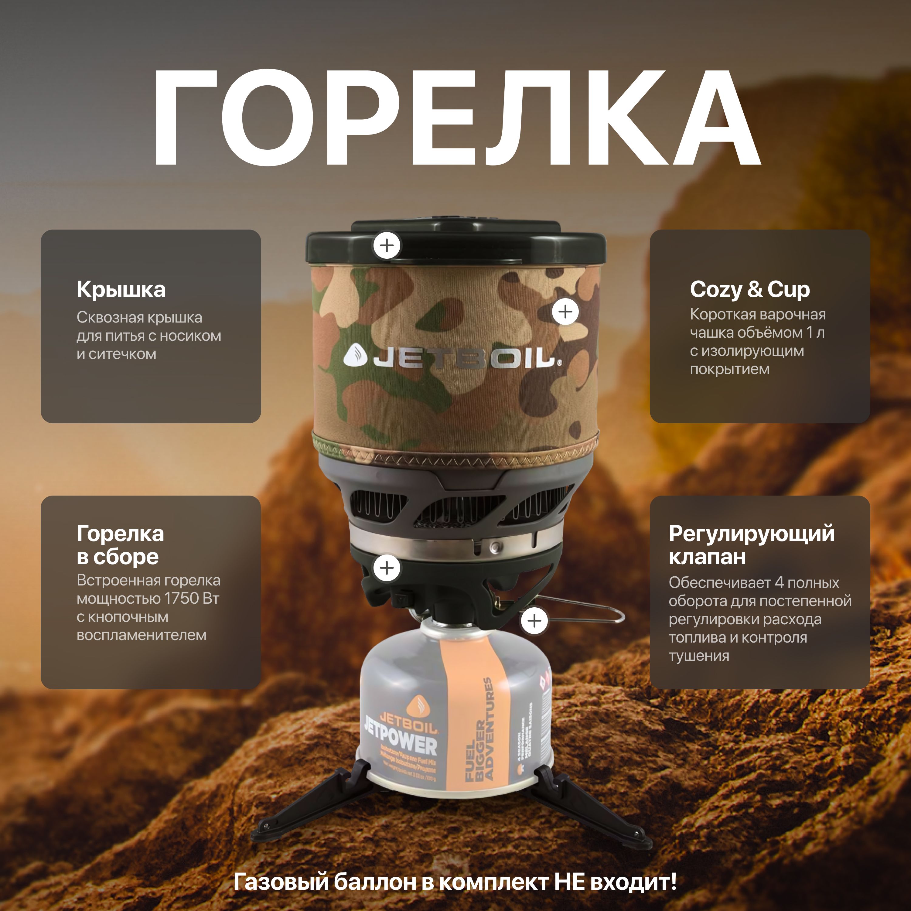 Горелка для приготовления пищи Jetboil Minimo camo