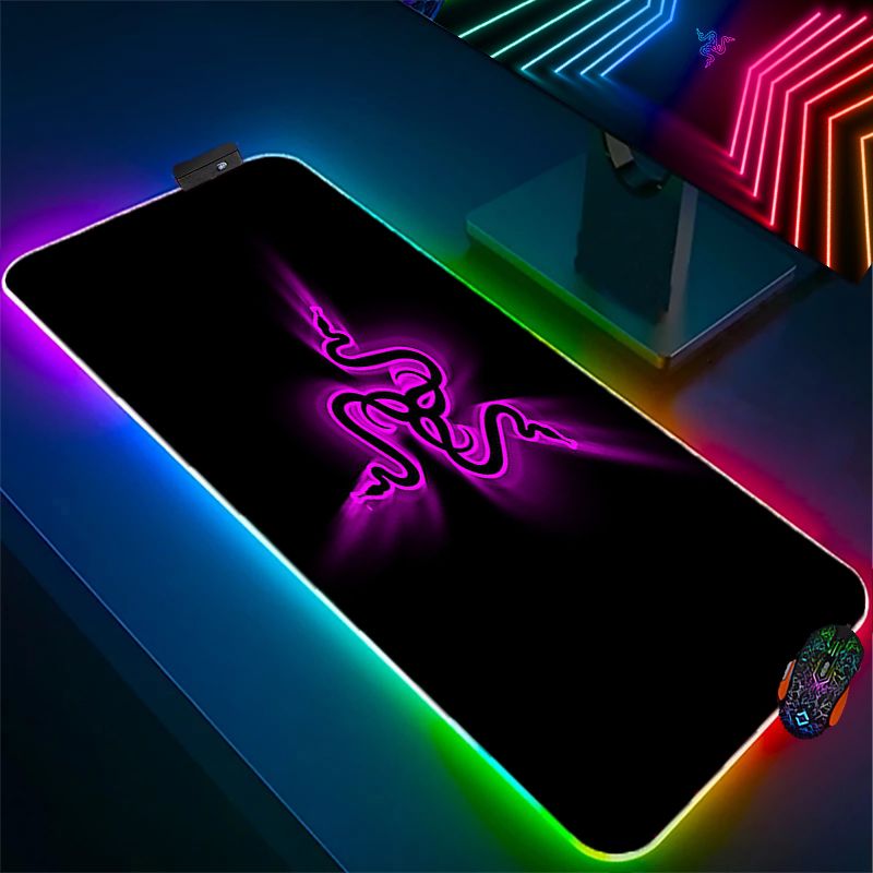 Razer Игровой коврик для мыши Светящийся коврик для мыши, XXL, темно-розовый, черный матовый