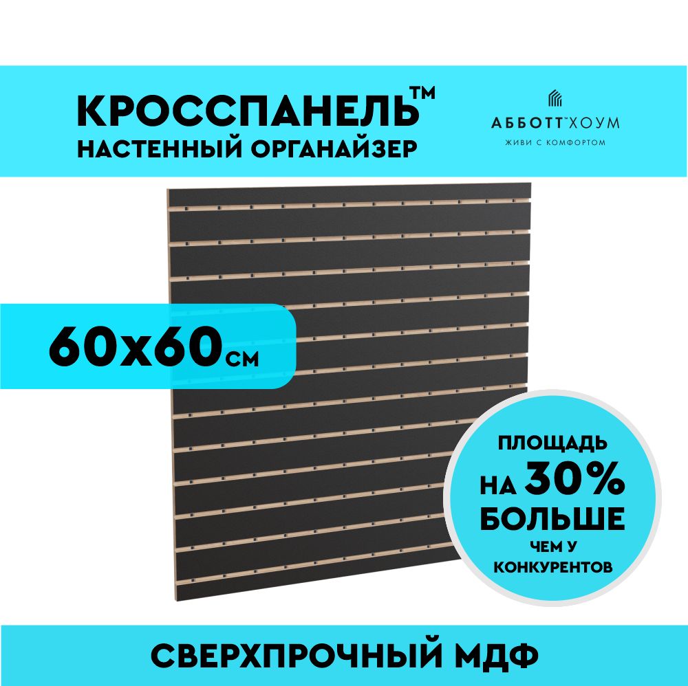 Перфорированная панель настенная черная кросспанель 60х60х1 система хранения инструментов