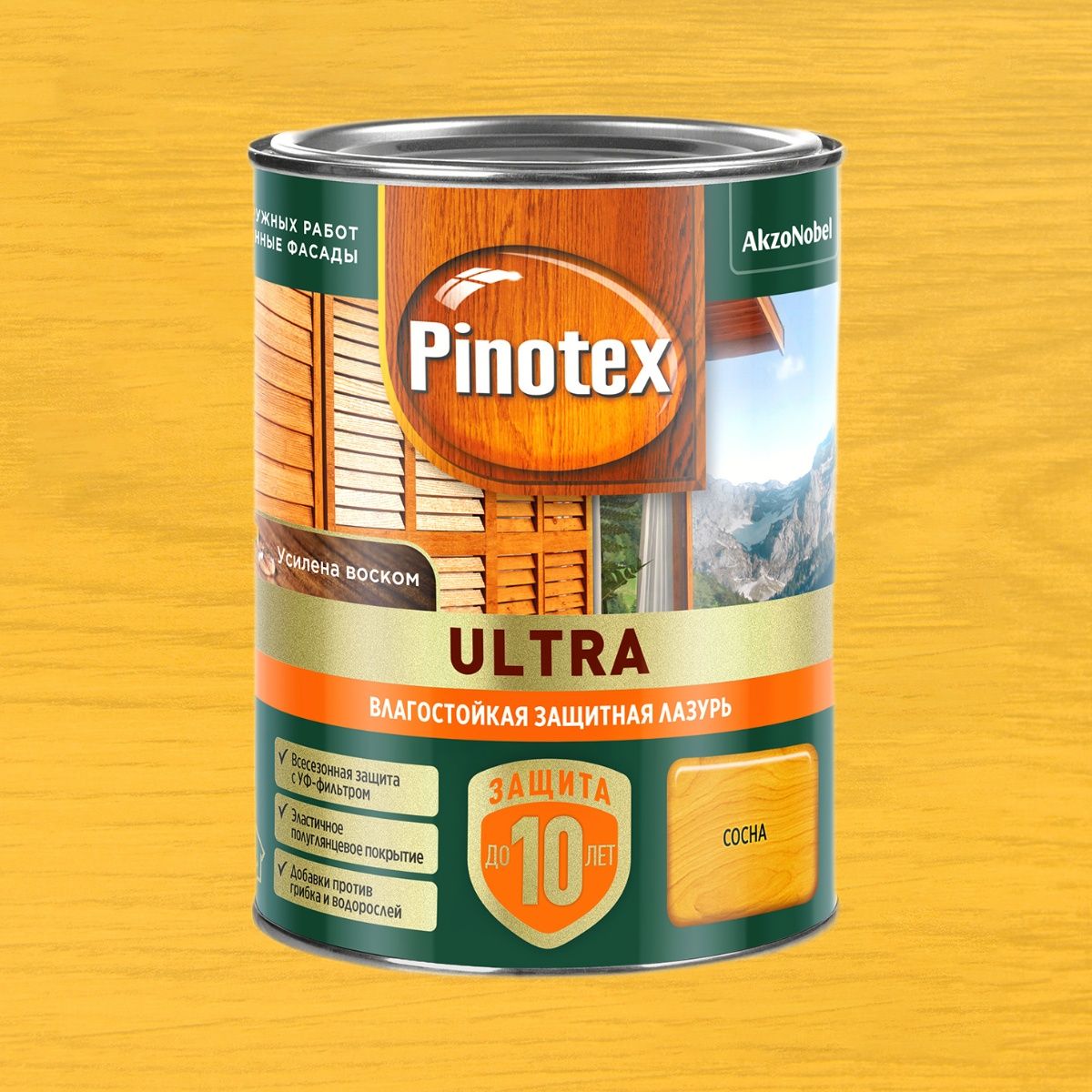 PINOTEX ULTRA защитная лазурь для дерева, 0.9л, сосна