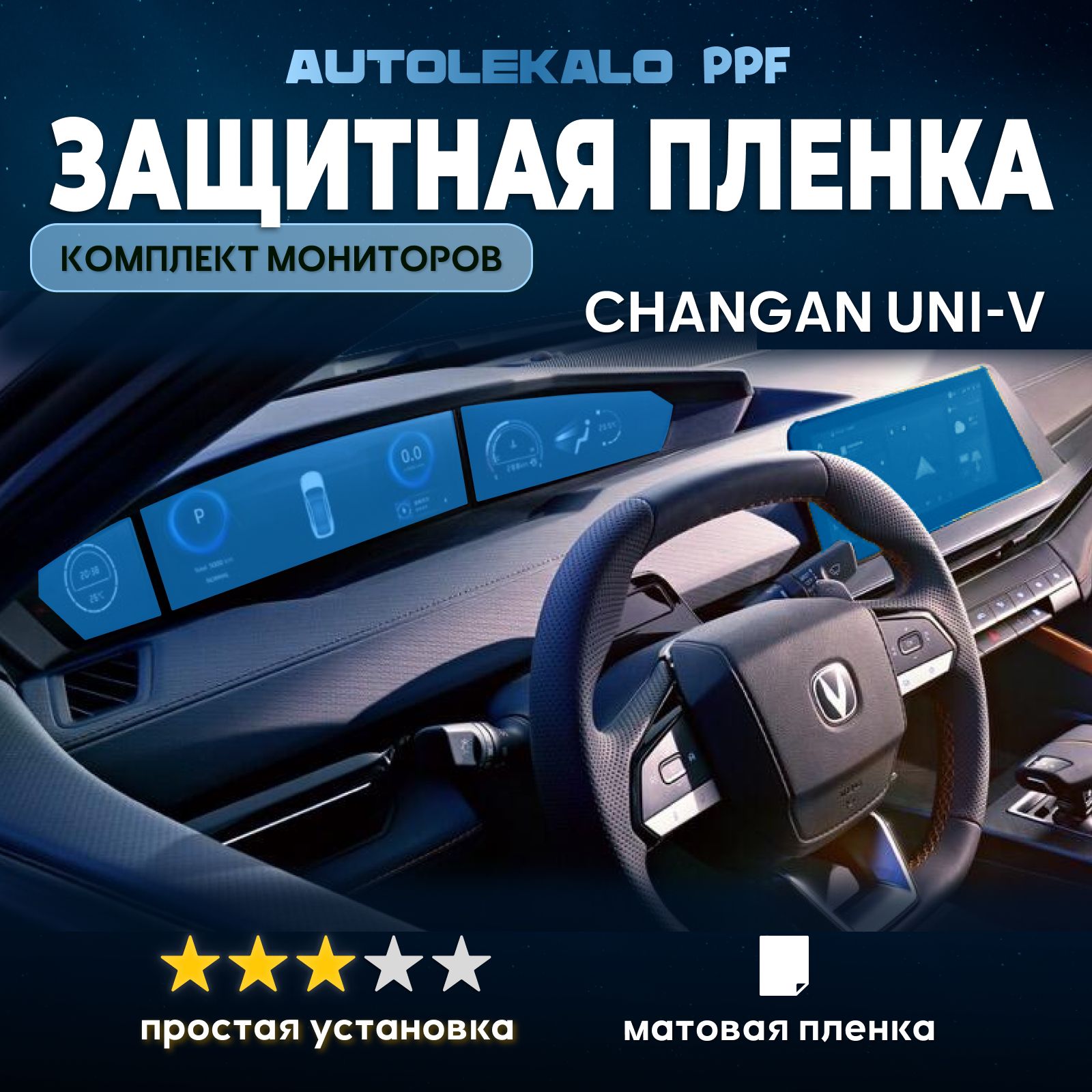 Комплект пленок для мониторов Changan uni-V матовый