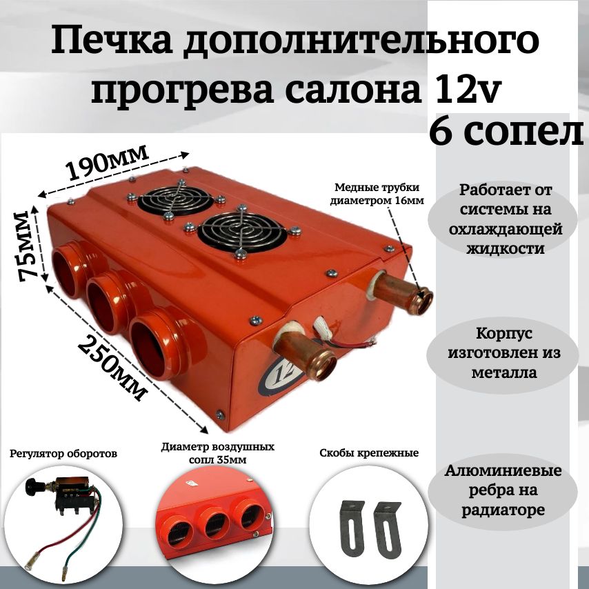 Печкадополнительногопрогревасалона12v6сопел,оранжевый