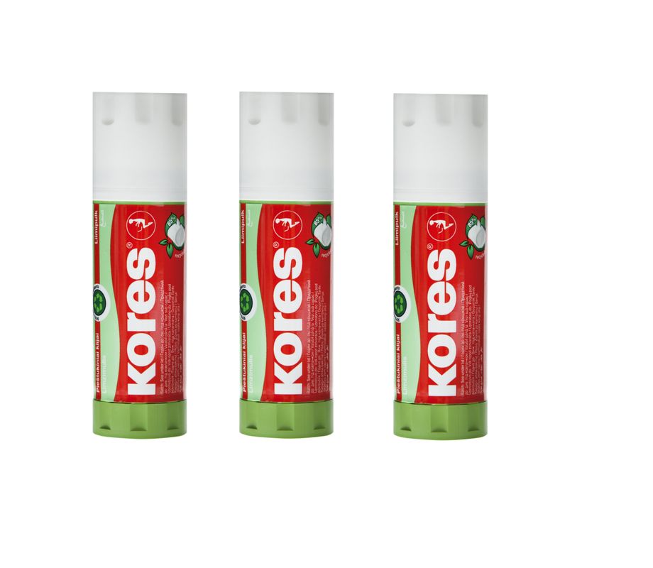 Kores Клей-карандаш Glue-eco, 40 г, 3 уп.