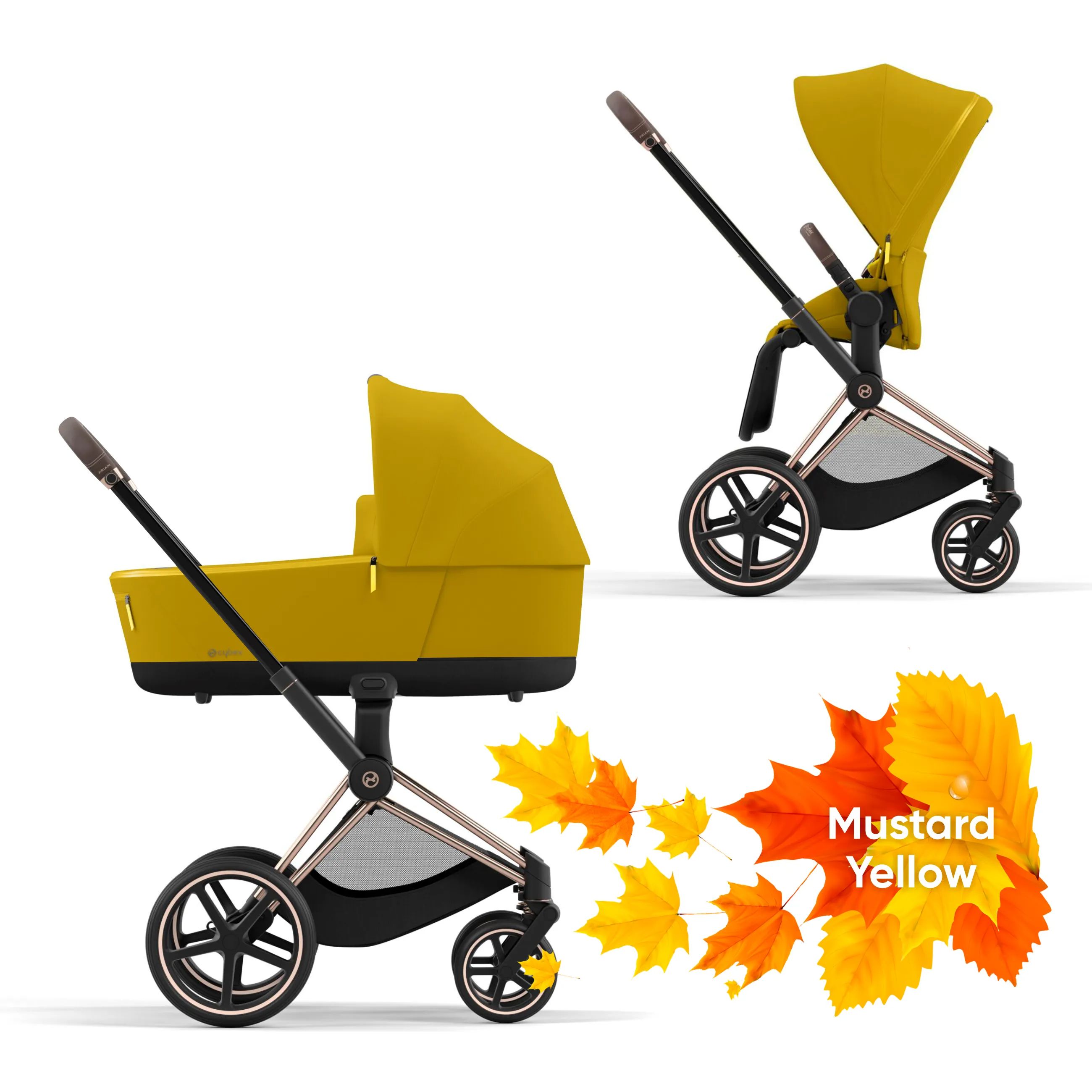 Cybex Priam IV Коляска 2 в 1, шасси IV Rosegold/Mustard Yellow