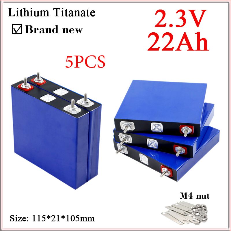 5PCSНовый2.3V22AhтитанатлитияLTOбатарея,25Cбольшаямощность,DIY12V24Vэлектрическийсамокат/автомобильныйдвигатель/солнечныйсвет