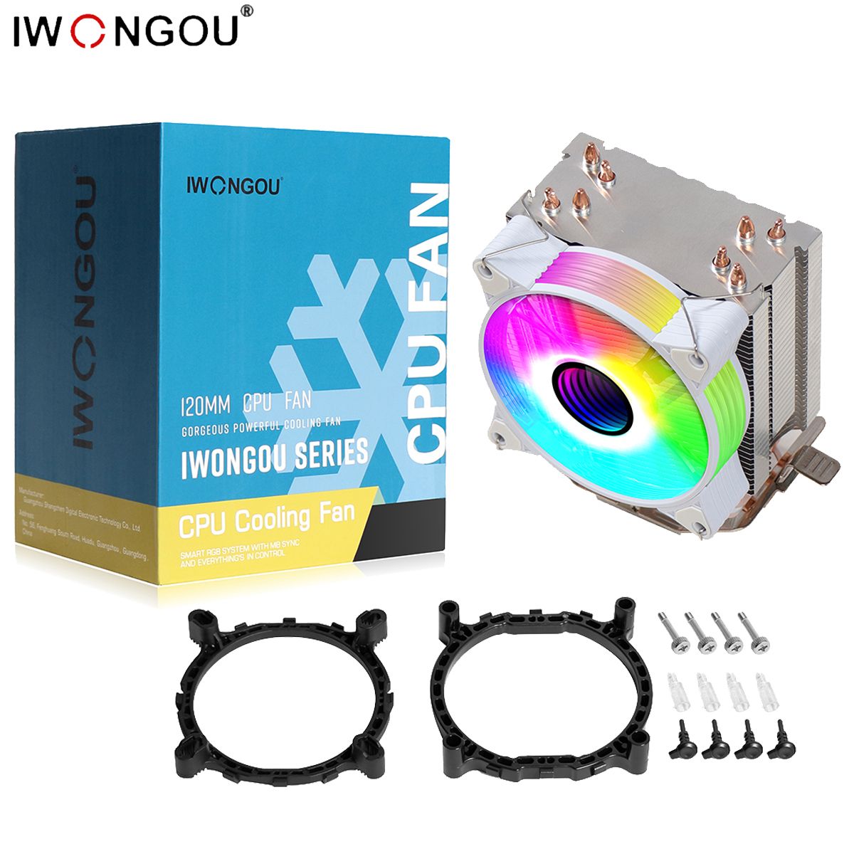 Кулер для процессора IWONGOU 4 трубок 4 pin PWM 90mm кулер TDP160W универсальный