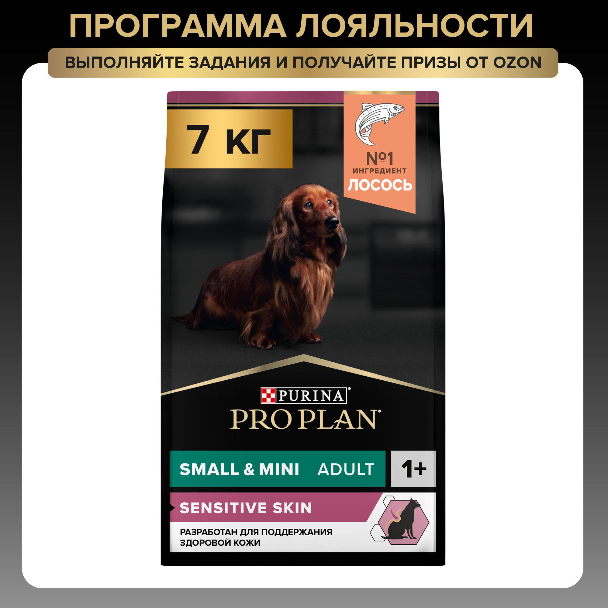 Сухой корм PRO PLAN® SENSITIVE SKIN для взрослых собак мелких и карликовых пород с чувствительной кожей с лососем, 7 кг