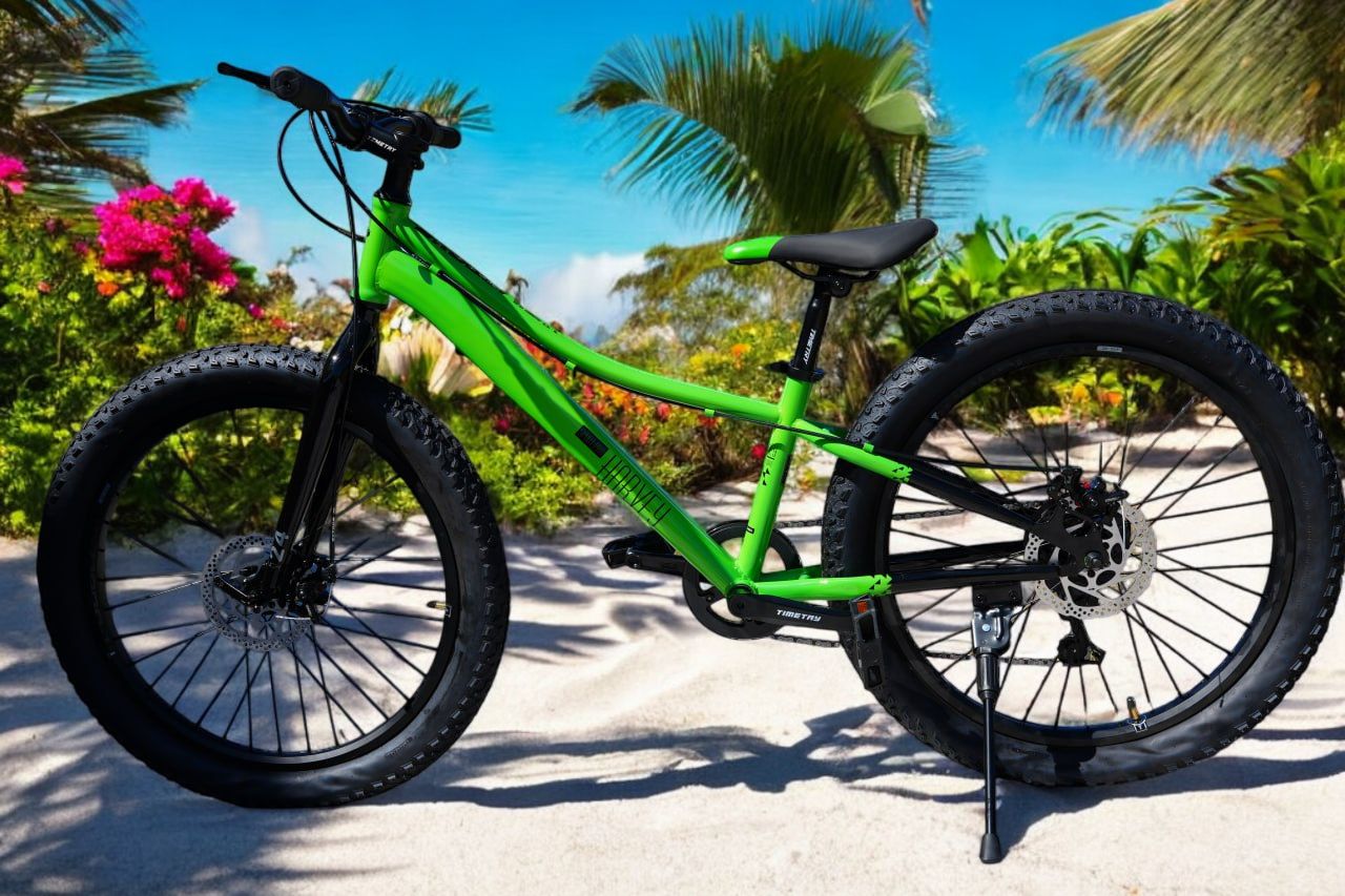 Велосипед полуфэтбайк FATBIKE Timetry TT274 /7s 24" Рама 13" Детский Подростковый, зелёный