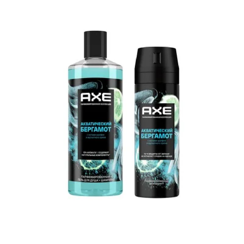 Axe Подарочный набор Акватический бергамот 2024: Део-спрей 150 мл + Гель для душа и шампунь 400 мл