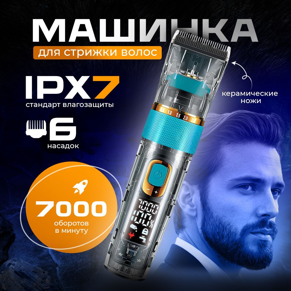 Беспроводная машинка для стрижки волос профессиональная купить на OZON по низкой цене (1728174172)