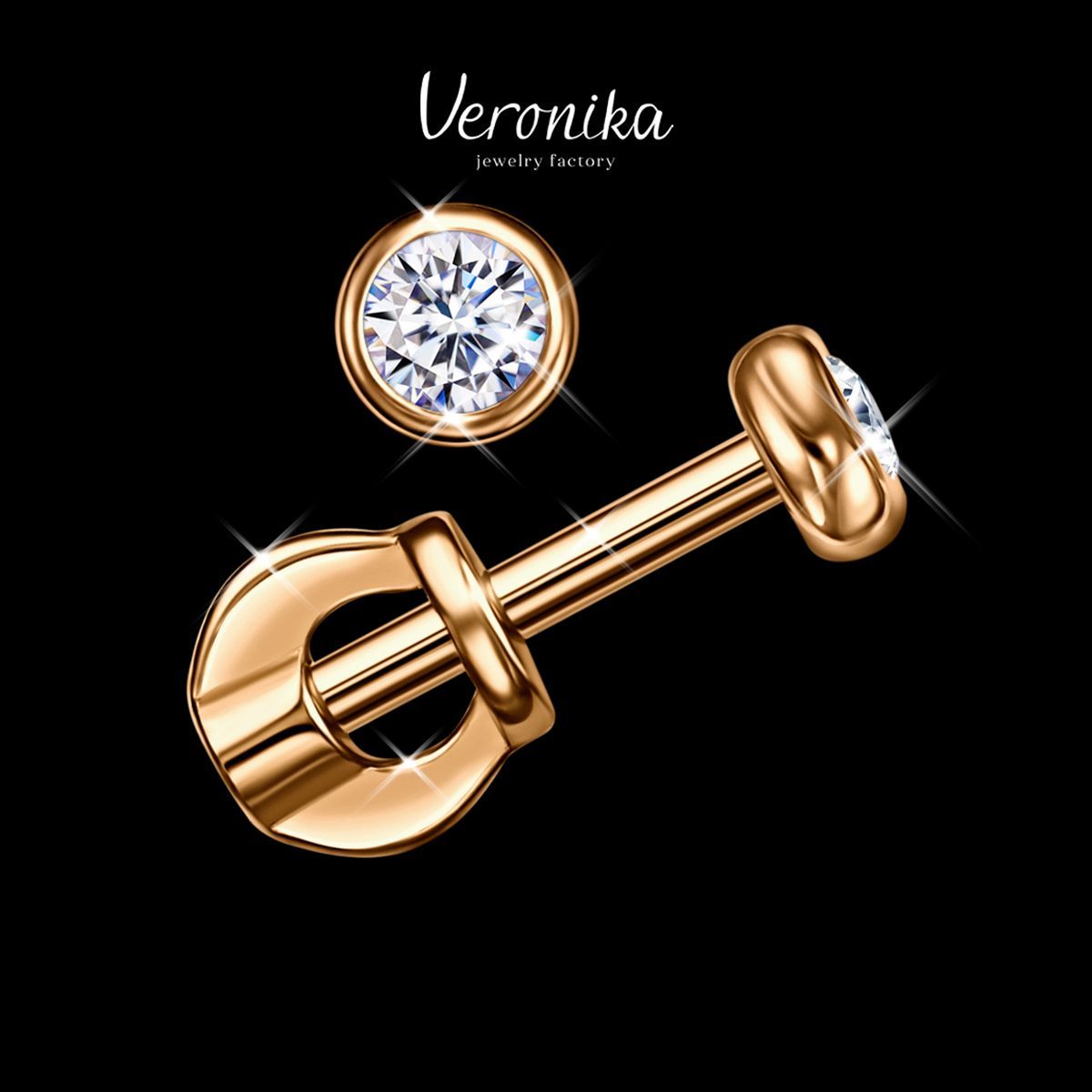 Veronika jewelry factory Серьги женские серебро 925 пробы пусеты гвоздики