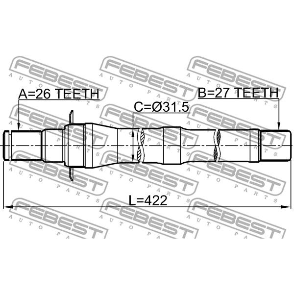 Полуось правая HYUNDAI IX35/TUCSON 10MY 2009-2015 1212-IX35MT5 FEBEST 1212-IX35MT5