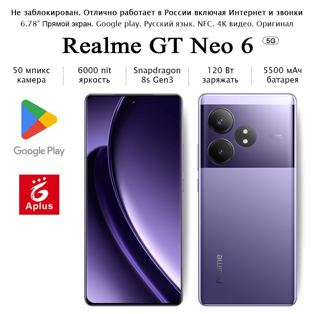 realmeСмартфонGTNeo6;12/256ГБ,пурпурный