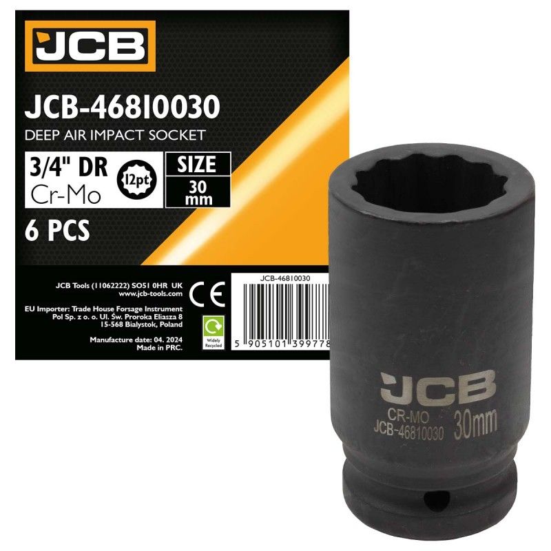 Головка ударная глубокая 3/4", 30мм (12гр.) JCB