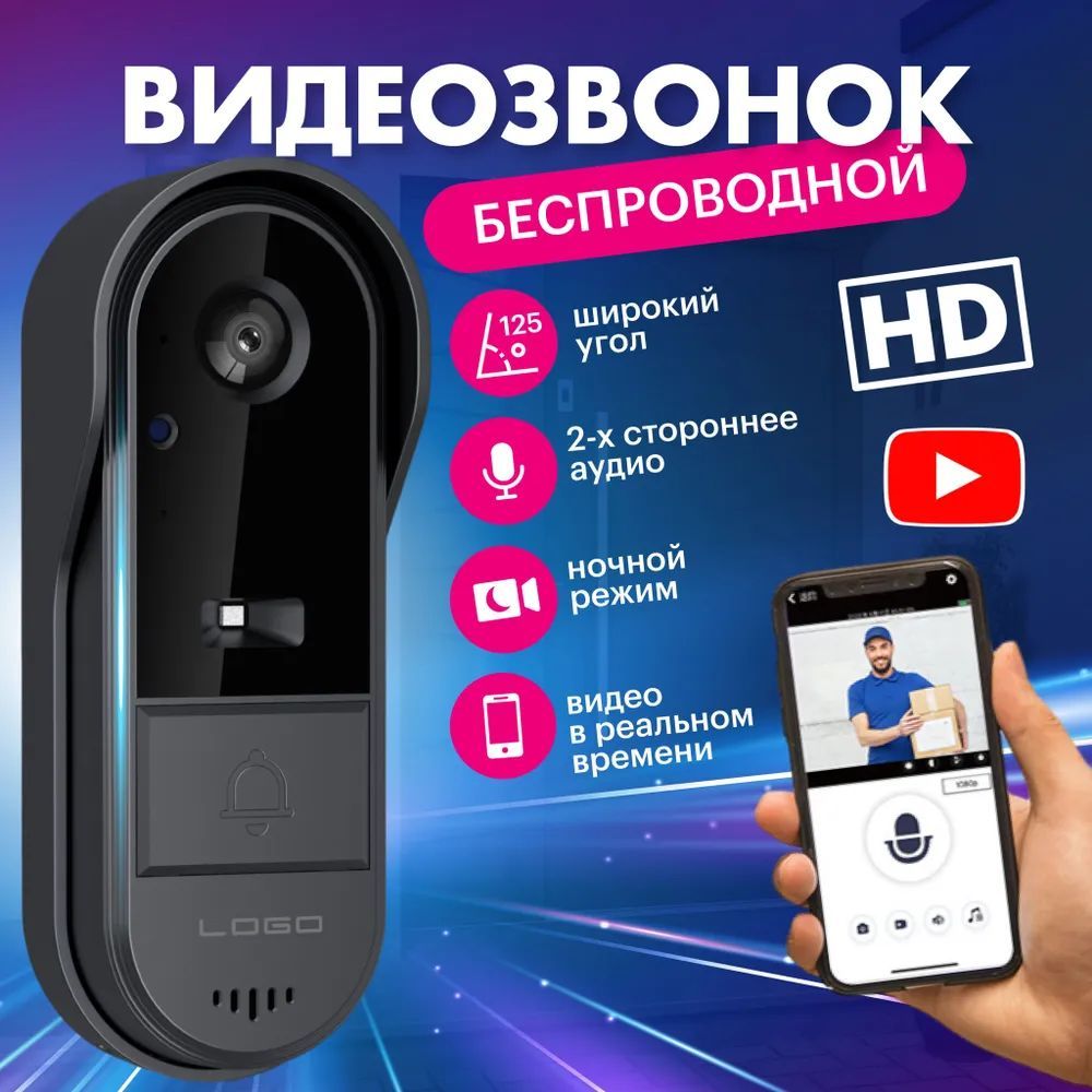 Видеодомофон ML-33_video call1, Беспроводное подключение, Без трубки, черный