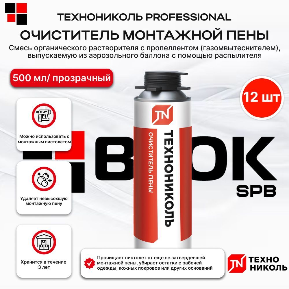 Очиститель монтажной пены ТЕХНОНИКОЛЬ PROFESSIONAL 12шт/уп