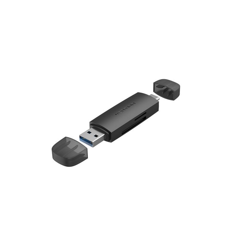 Картридер Vention microSD, SD-USB Type-C, USB Type-A черный CLKB0