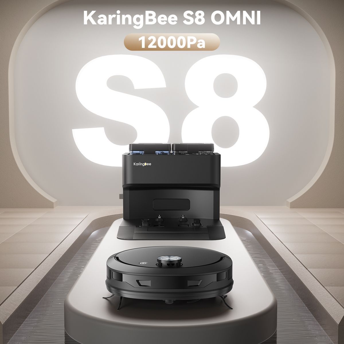 Робот-пылесоссостанциейсамоочисткиKaringBeeS8OMNI,сушкагорячимвоздухом,ЯндексАлиса,чисткаковров,влажнаяисухаяуборка