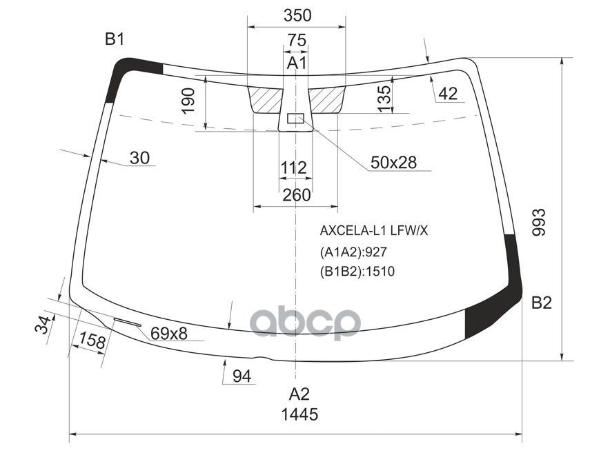 XYG Стекло лобовое (Датчик дождя) Mazda 3 03-09